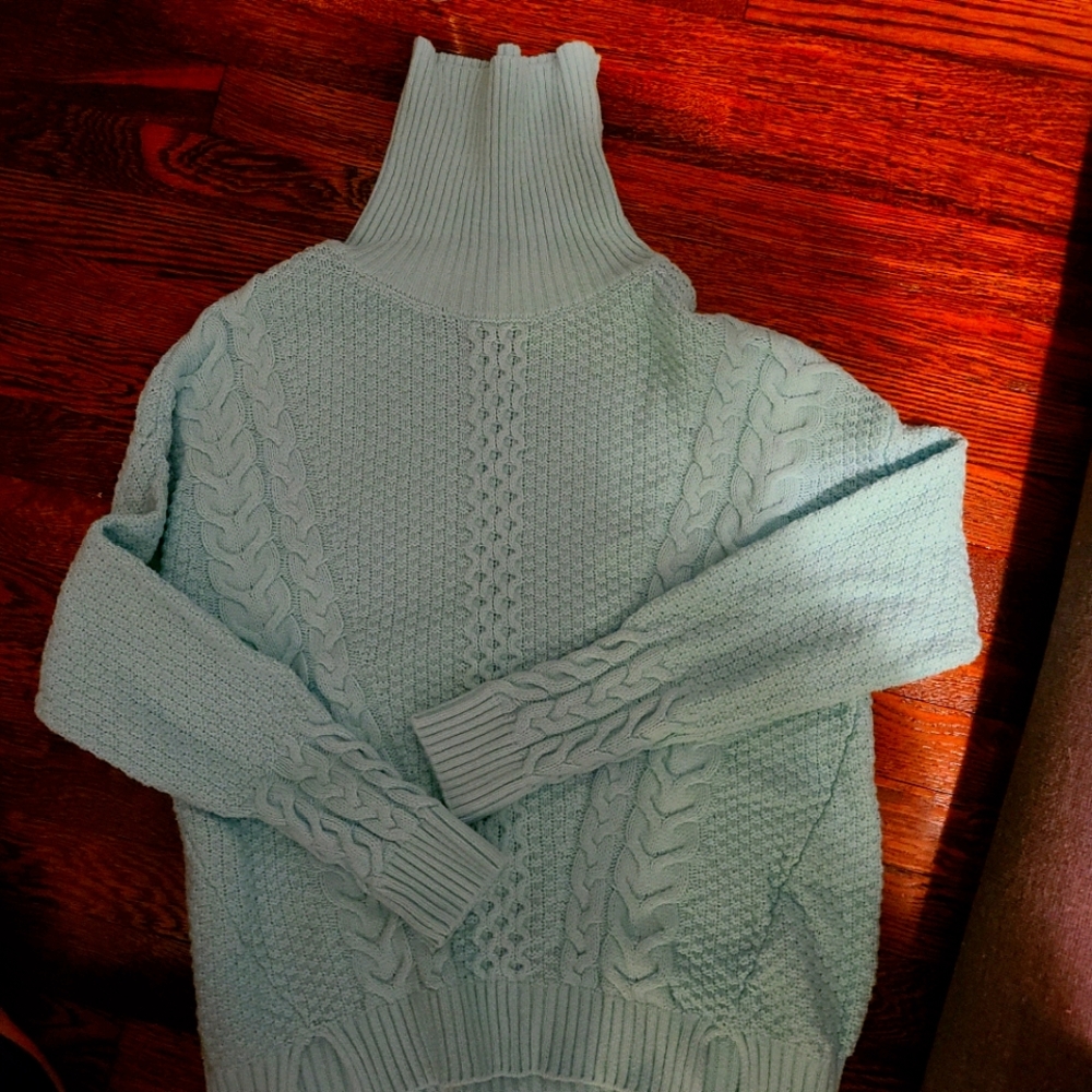a.n.a Sz M Mint Green Chunky Turtleneck Sweater